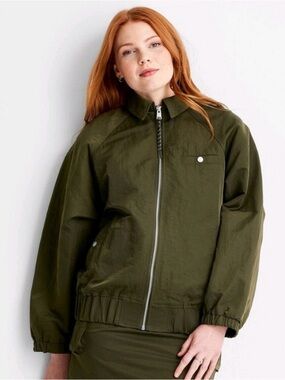 Olive Green Zip Front Jacket